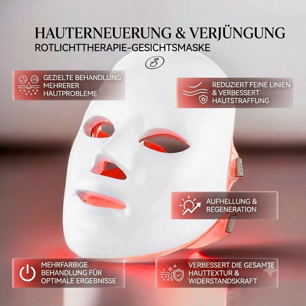 Wit lichttherapie gezichtsmasker met rode LED's. Huidvernieuwing & verjonging. Meerkleurige behandeling.