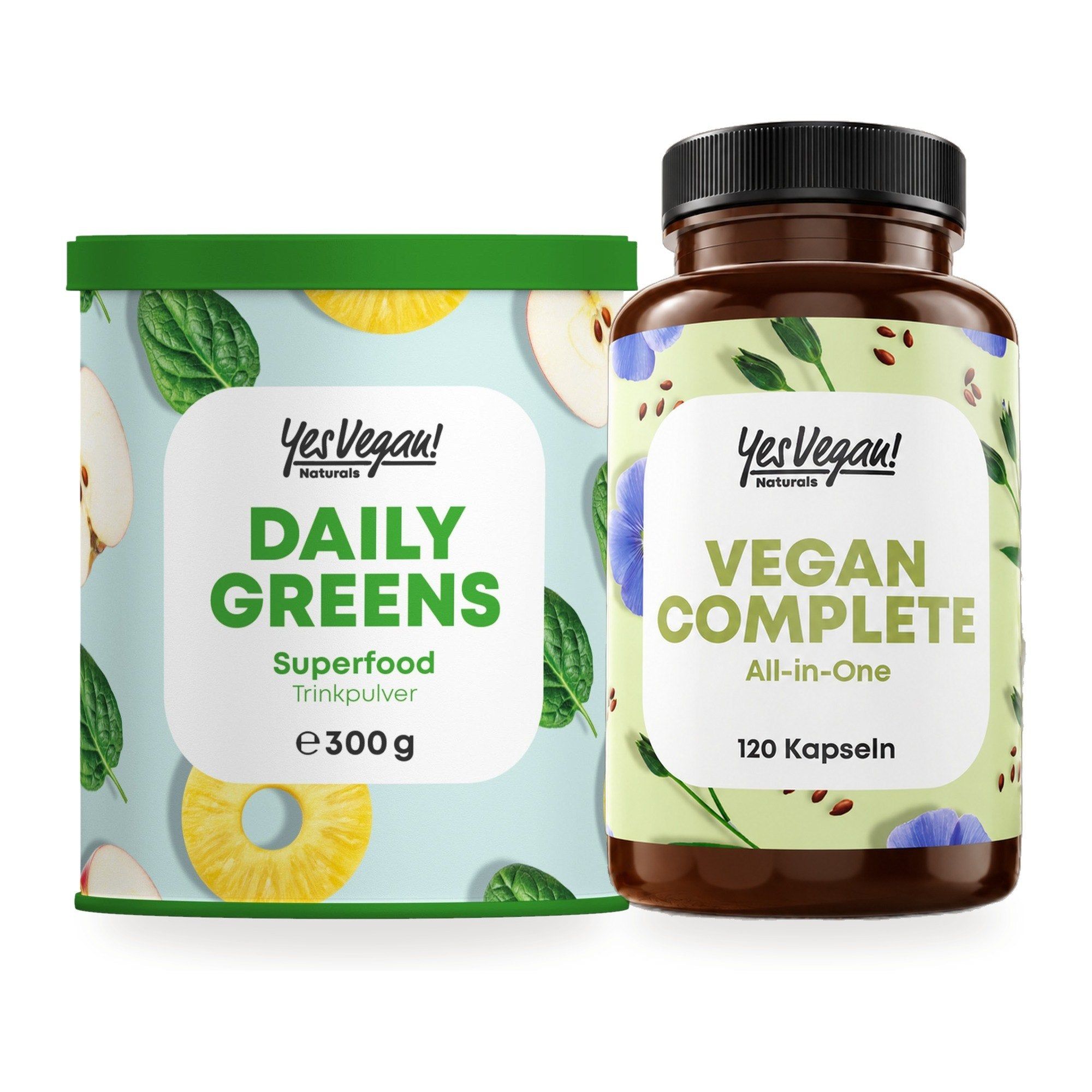 Trois flacons de compléments alimentaires : Vitamine B12 (180 gélules), Sun Vitamins D3+K2 (180 gélules) et Complexe de Fer (180 gélules).
