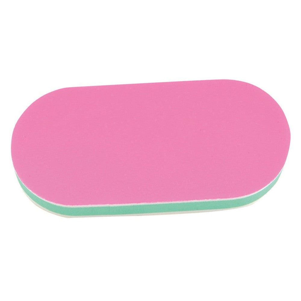Bloc de polissage ovale. Surface rose, côtés verts. Conception multicouche.