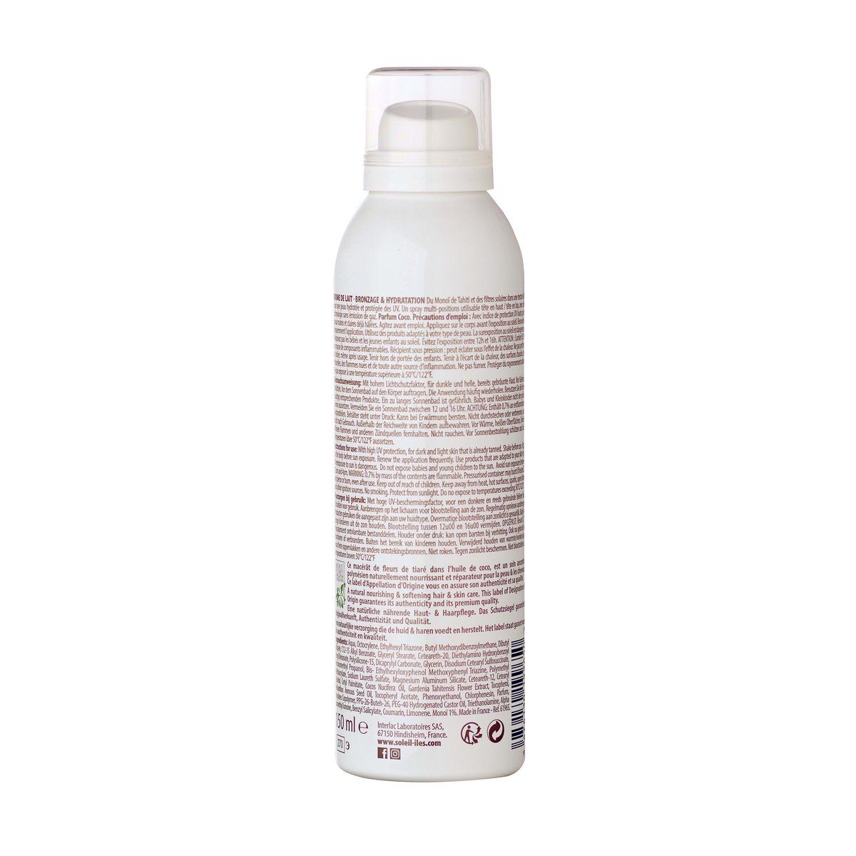 Soleil des Îles Lait solaire en spray au parfum de coco – SPF50