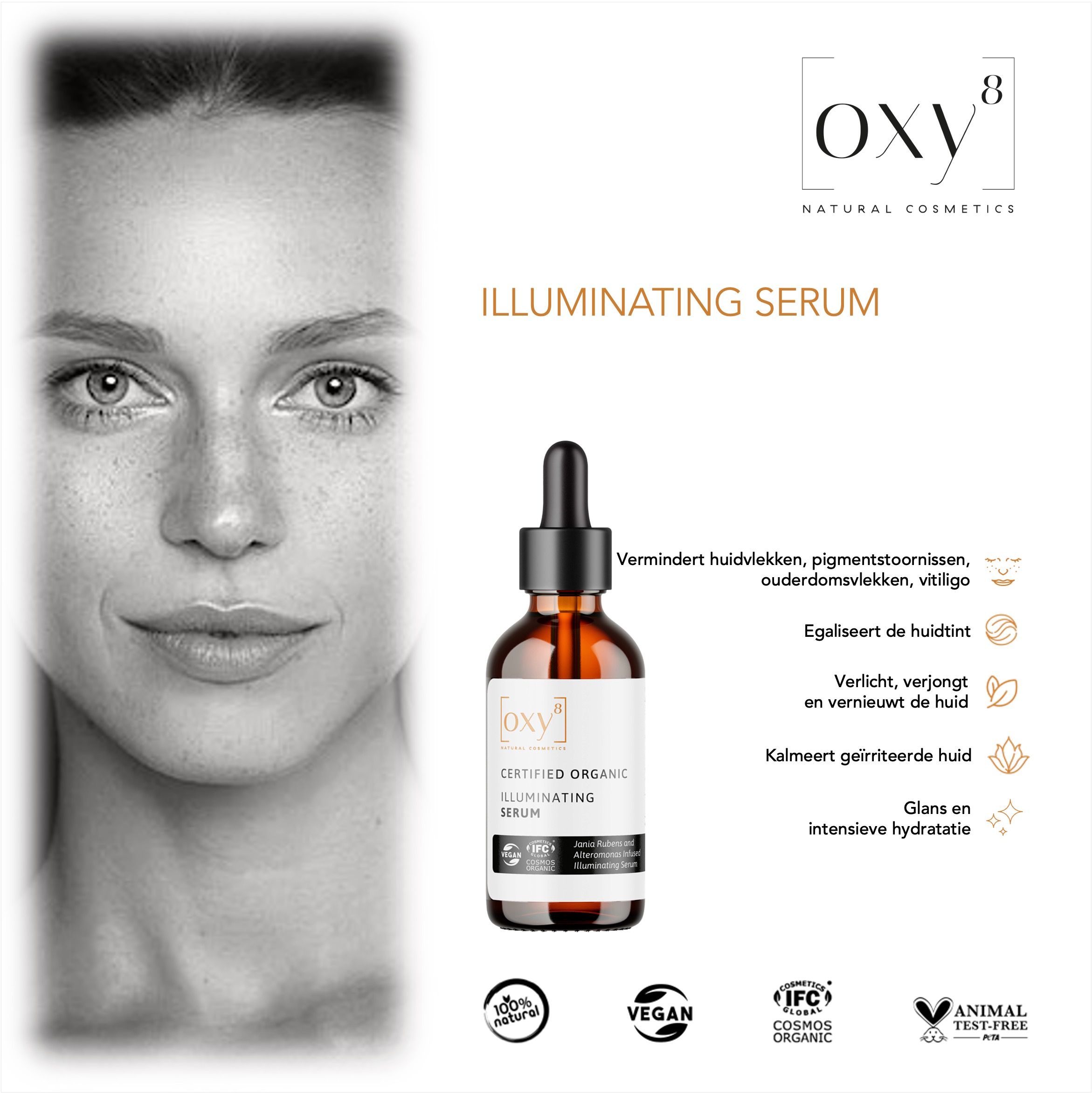 oxy8 Natural Cosmetics ILLUMINATING SERUM – Tegen pigment- en ouderdomsvlekken