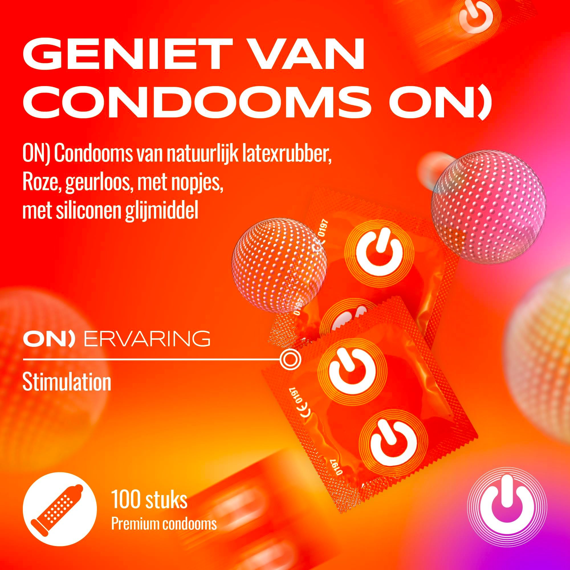Condoom met nopjestextuur, gemaakt van speciaal transparant materiaal.