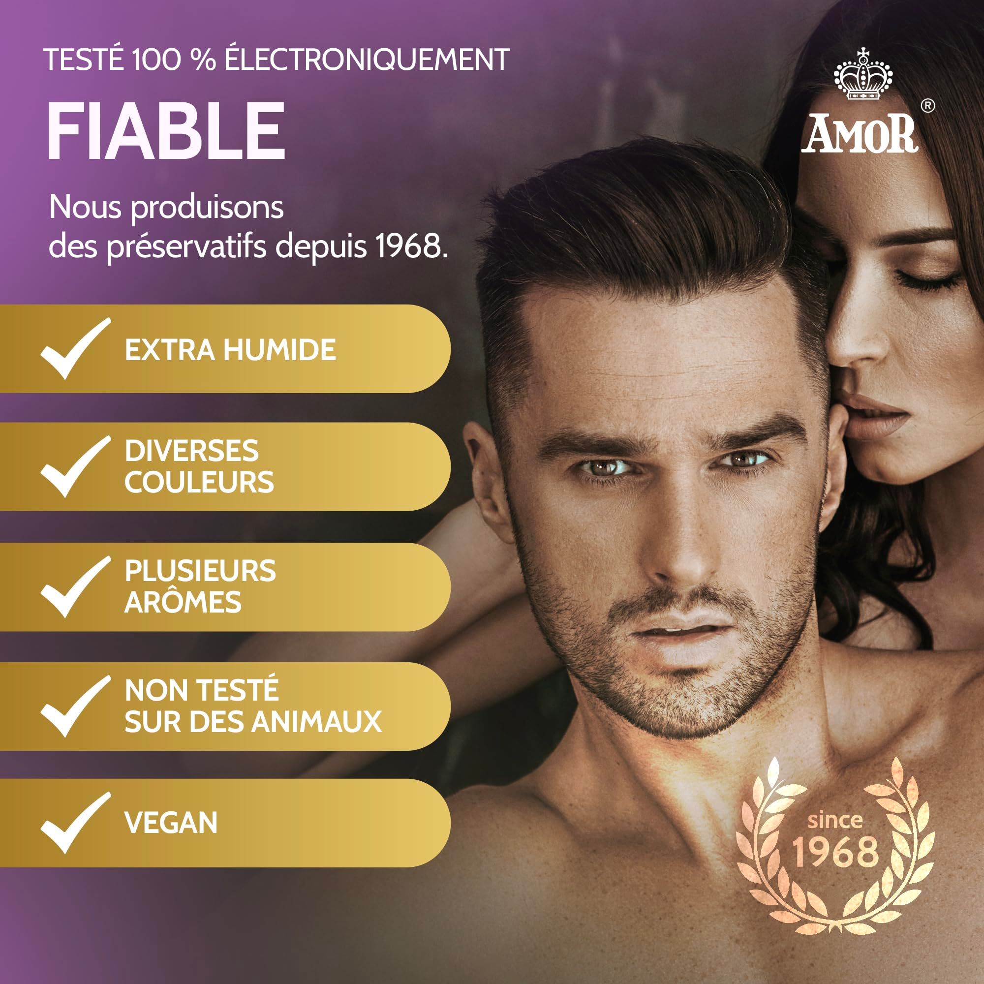 Préservatifs AMOR Mix Special paquet de 50, avec tailles Ø53mm et Ø54mm.