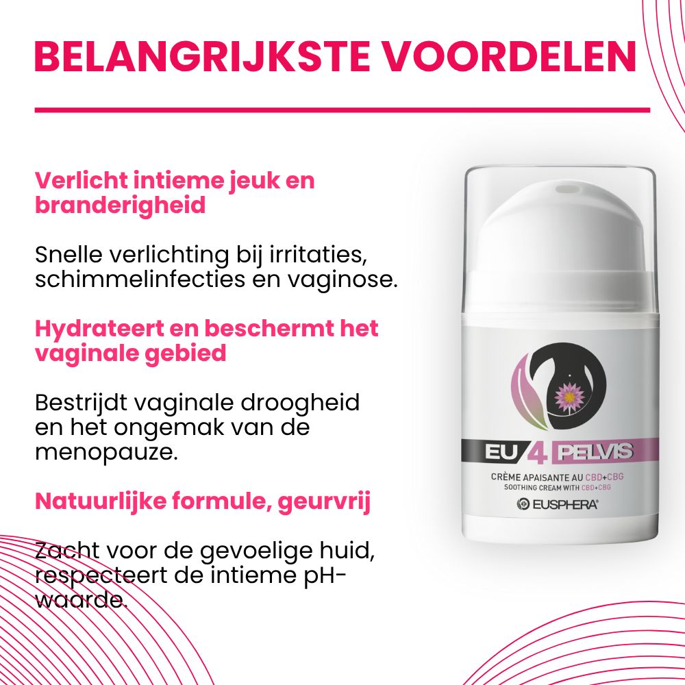 Intieme CBD crème - Vaginale crème tegen droogheid, vulvodynie en jeuk | EU4PELVIS - Eusphera