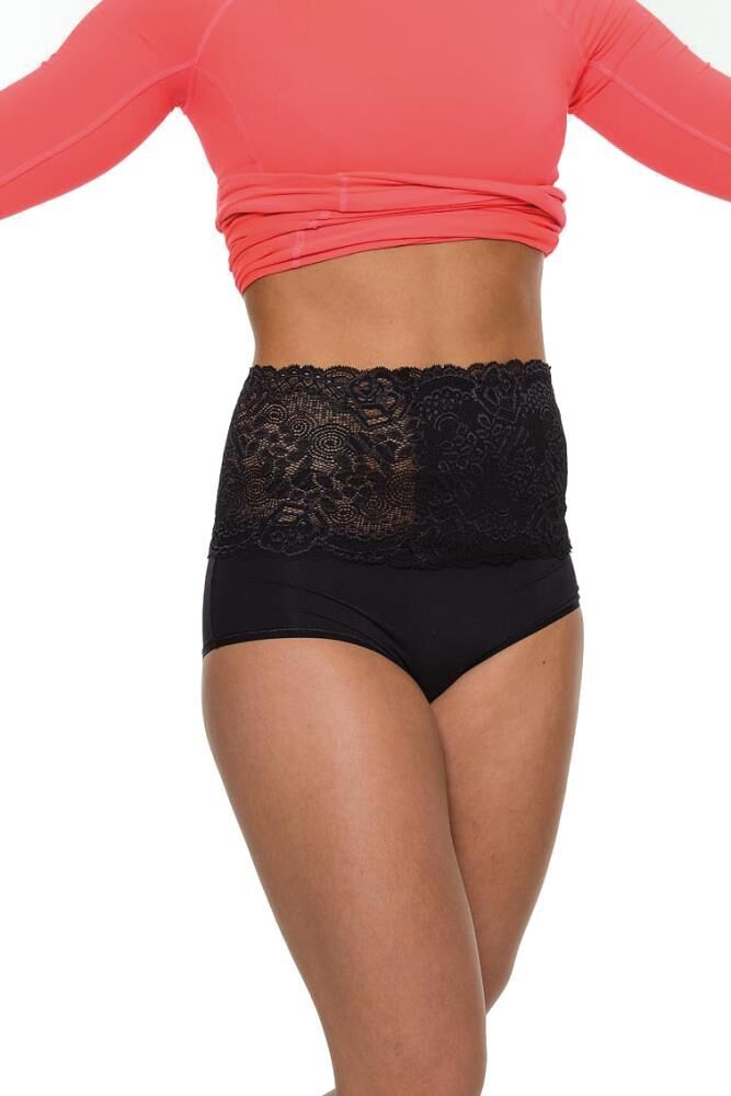 Ceinture de lingerie noire pour femme avec large ceinture en dentelle.