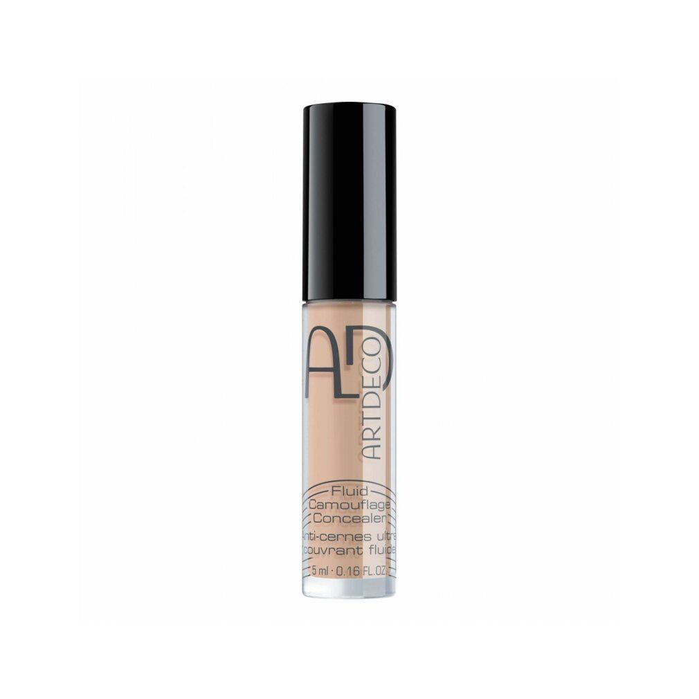 Artdeco Concealer Fluid. Fles met zwarte dop. Opschrift: Fluid Camouflage Concealer. Kleur: Peach Medium.