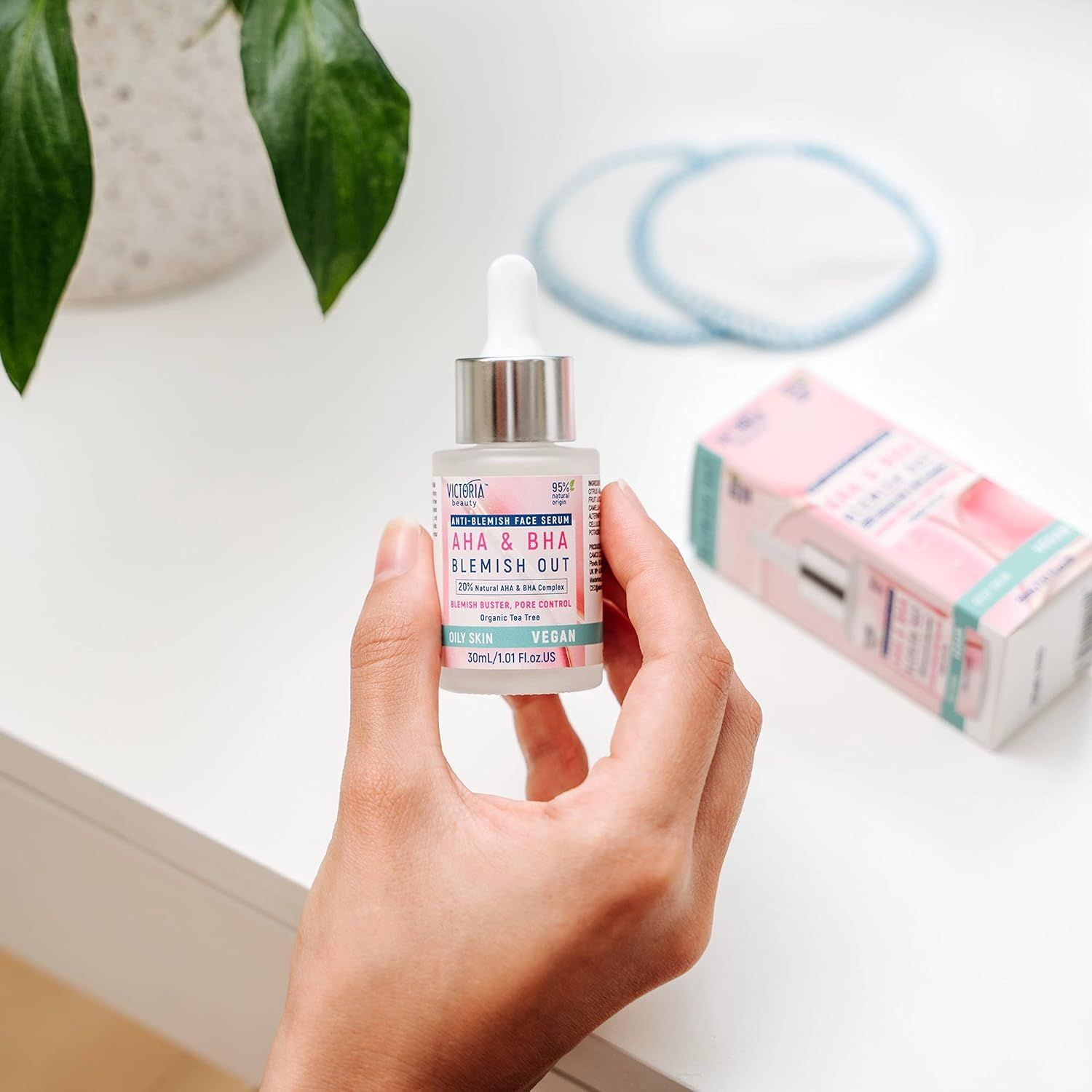 Flesje AHA & BHA serum, 30ml, voor onzuivere huid, vegan.