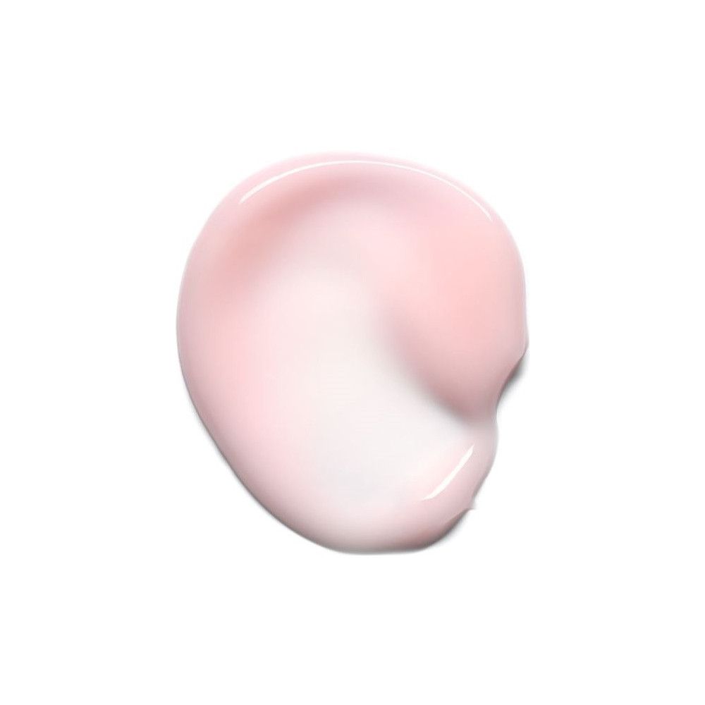 Goutte de sérum rose sur fond blanc. Texture brillante.