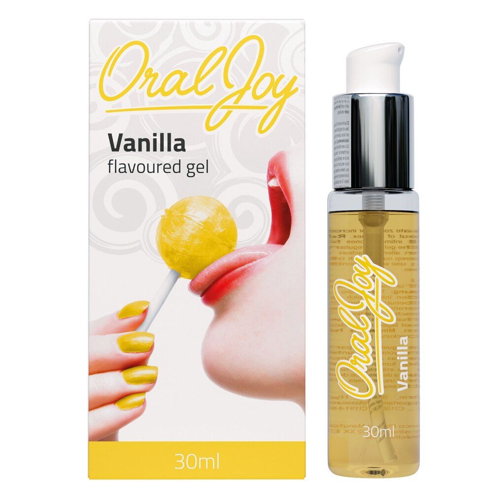Cobeco Oral Joy Vanilla: Smaakgel in 30ml fles met pompdispenser en doosje.