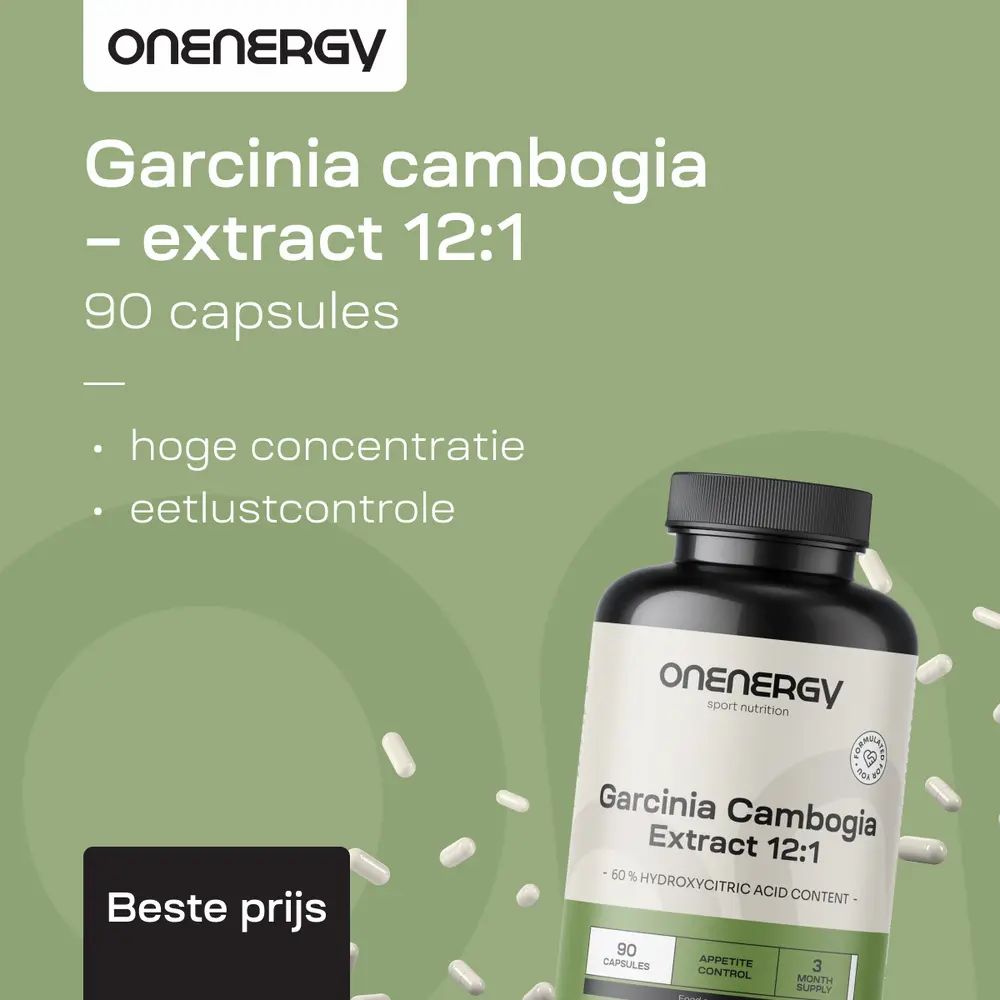 Fles OnEnergy Garcinia Cambogia Extract 12:1, 90 capsules, gewichtsbeheersing.