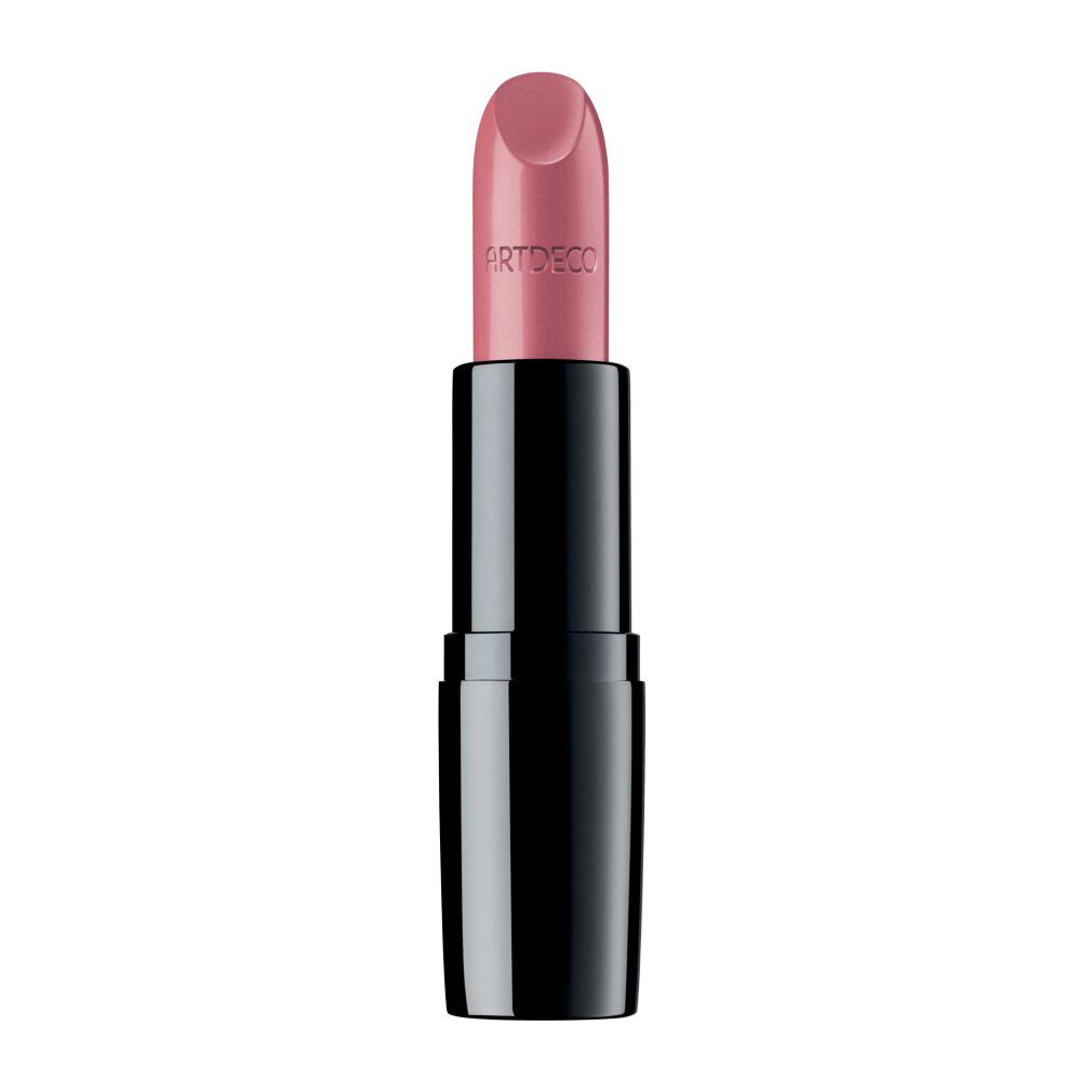 Rouge à lèvres rose clair avec étui noir. Le mot "ARTDECO" est visible sur le rouge.