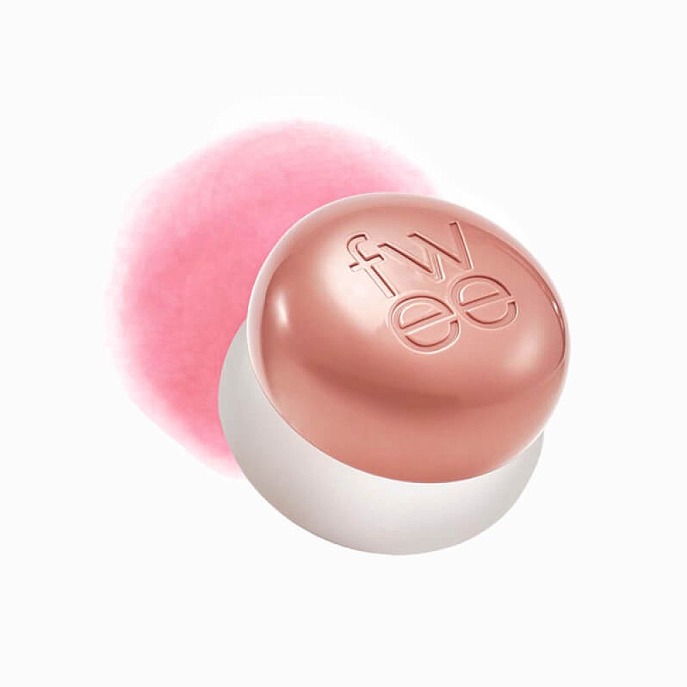Roze potje met witte bodem. Tekst: fw ee.