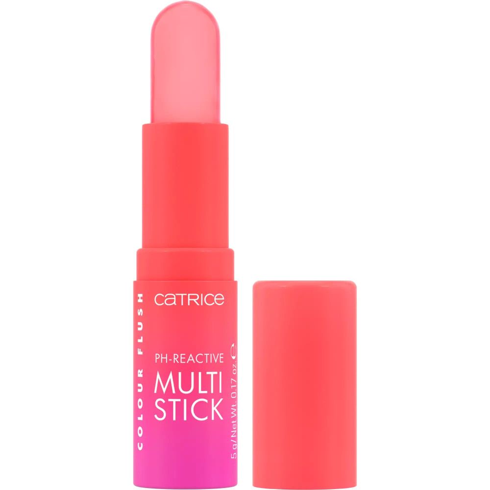 Multi-stick rose et rouge. Inscription: Catrice, Colour Flush, pH-Reactive Multi Stick.