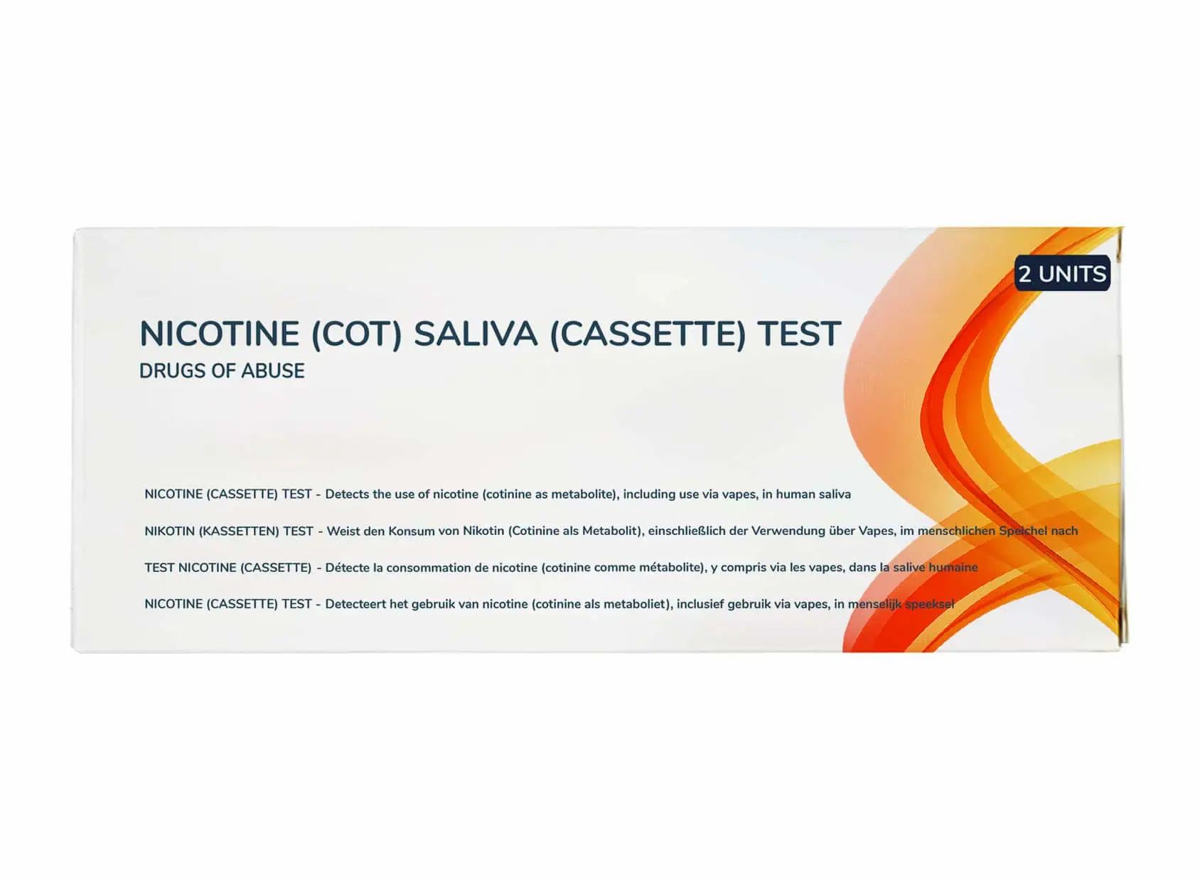 Emballage pour tests salivaires de nicotine (Cotinin) (2 unités).
