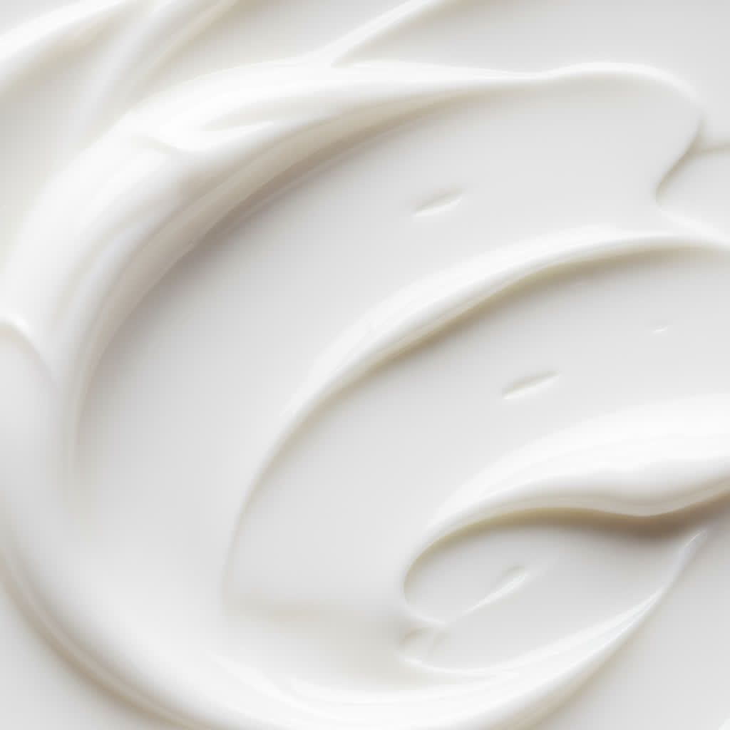 Close-up van witte crème met gegolfde structuren.