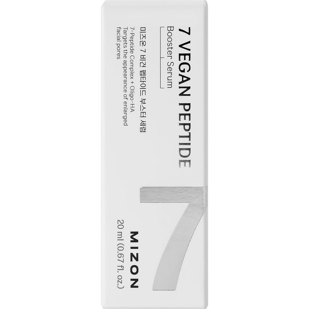 MIZON 7 Vegan Peptide Booster Serum, 20 ml. Tekst: Richt zich op de zichtbaarheid van vergrote gezichtsporiën.