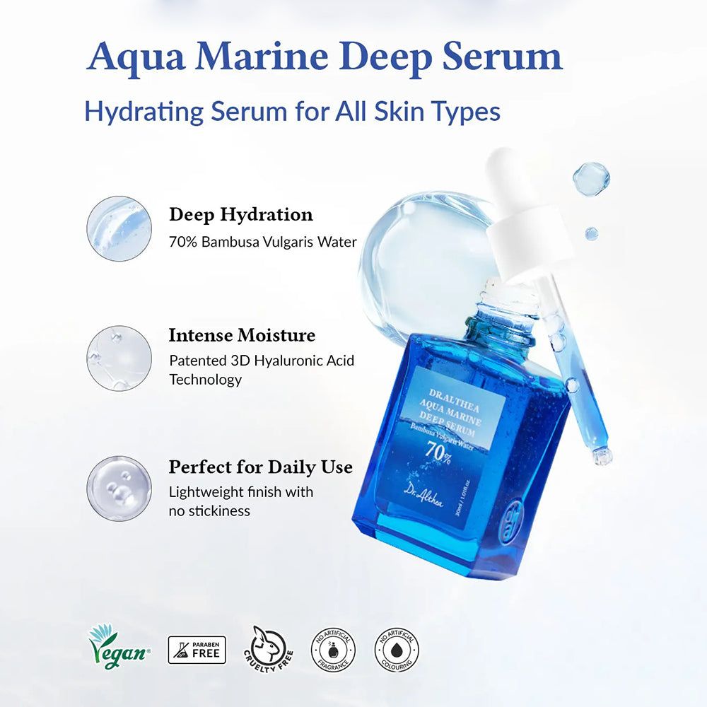 Dr. Althea Aqua Marine Deep Serum : Hydratation profonde, 70% d'eau de Bambusa Vulgaris.