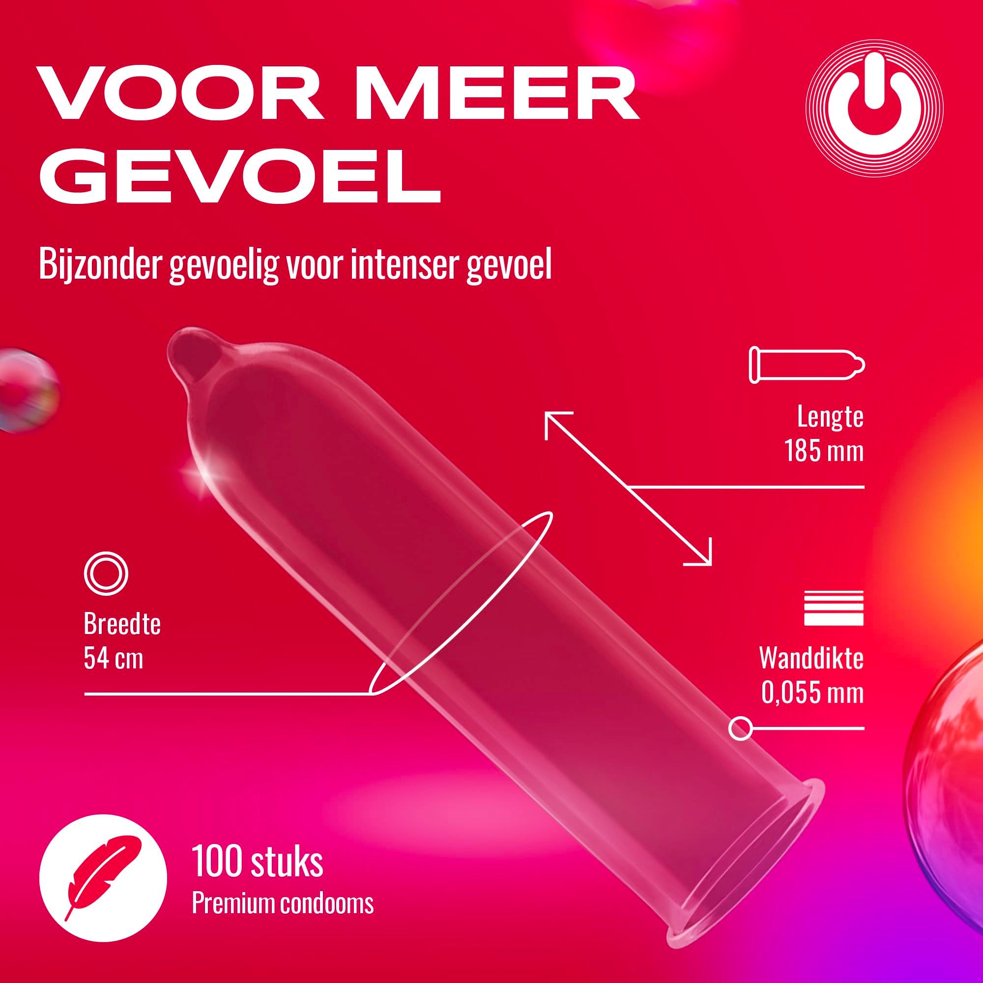Verpakking van 100 ON) Super Thin condooms van natuurlatex, transparant, geurloos, met siliconen.