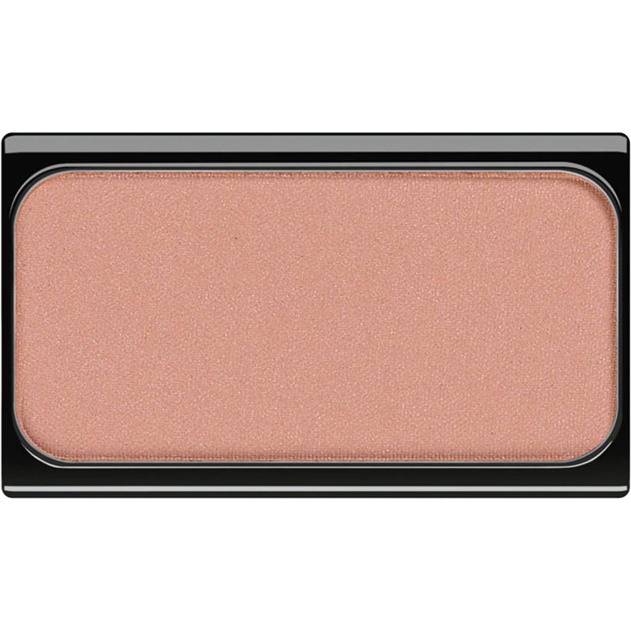 Artdeco Blusher. Rechthoekige, roze compactpoeder-palette in zwarte behuizing.