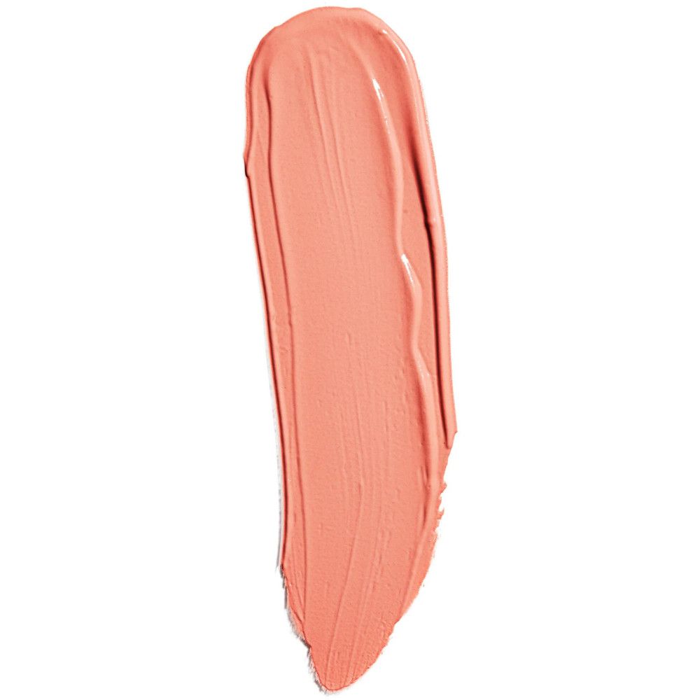 Un seul trait de gloss rose-brun sur fond blanc. La texture est lisse et opaque.