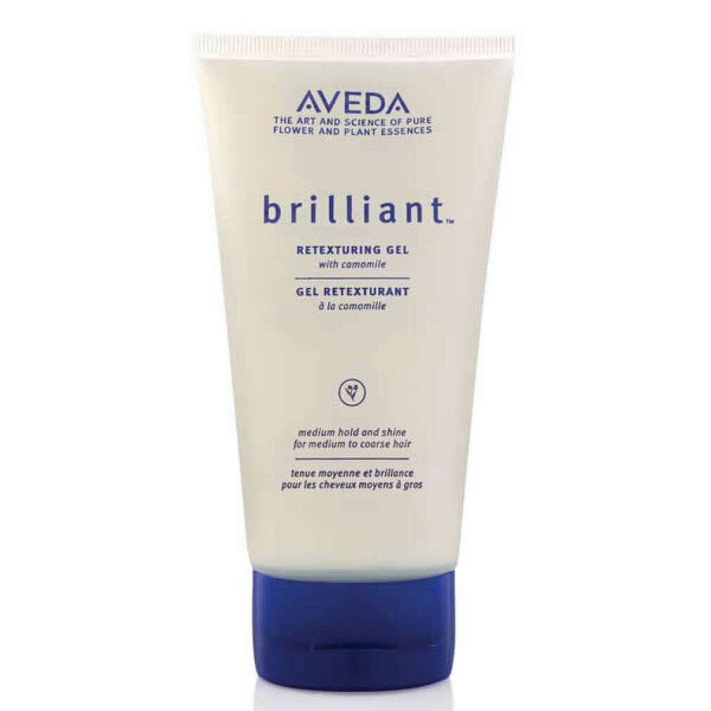 Tube blanc et bleu avec nom de produit et marque. Texte: Brilliant Retexturing Gel avec camomille.