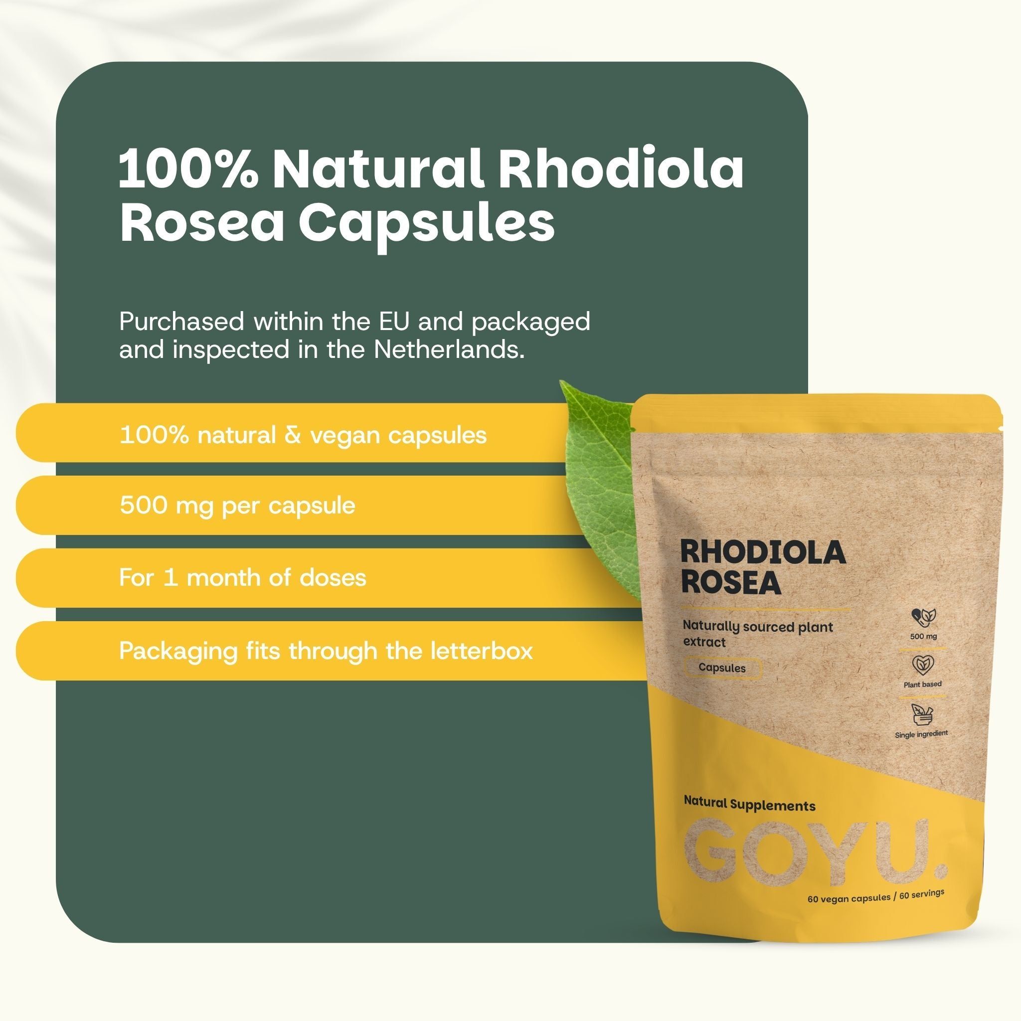 GOYU® - Gélules de Rhodiola Rosea 500 mg - Lot de plusieurs gélules
