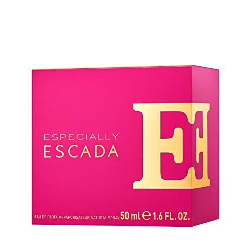 Emballage rose avec logo et texte dorés. Inscription ESPECIALLY ESCADA. Volume : 50 ml 1,6 FL. OZ.