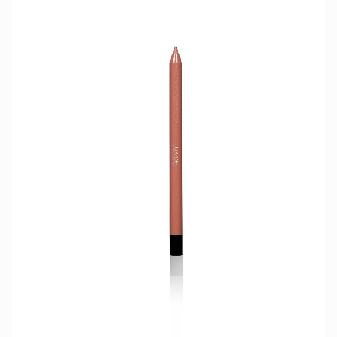 Nude lippotlood. Zwarte punt. Opschrift GA-DE. Op witte achtergrond.