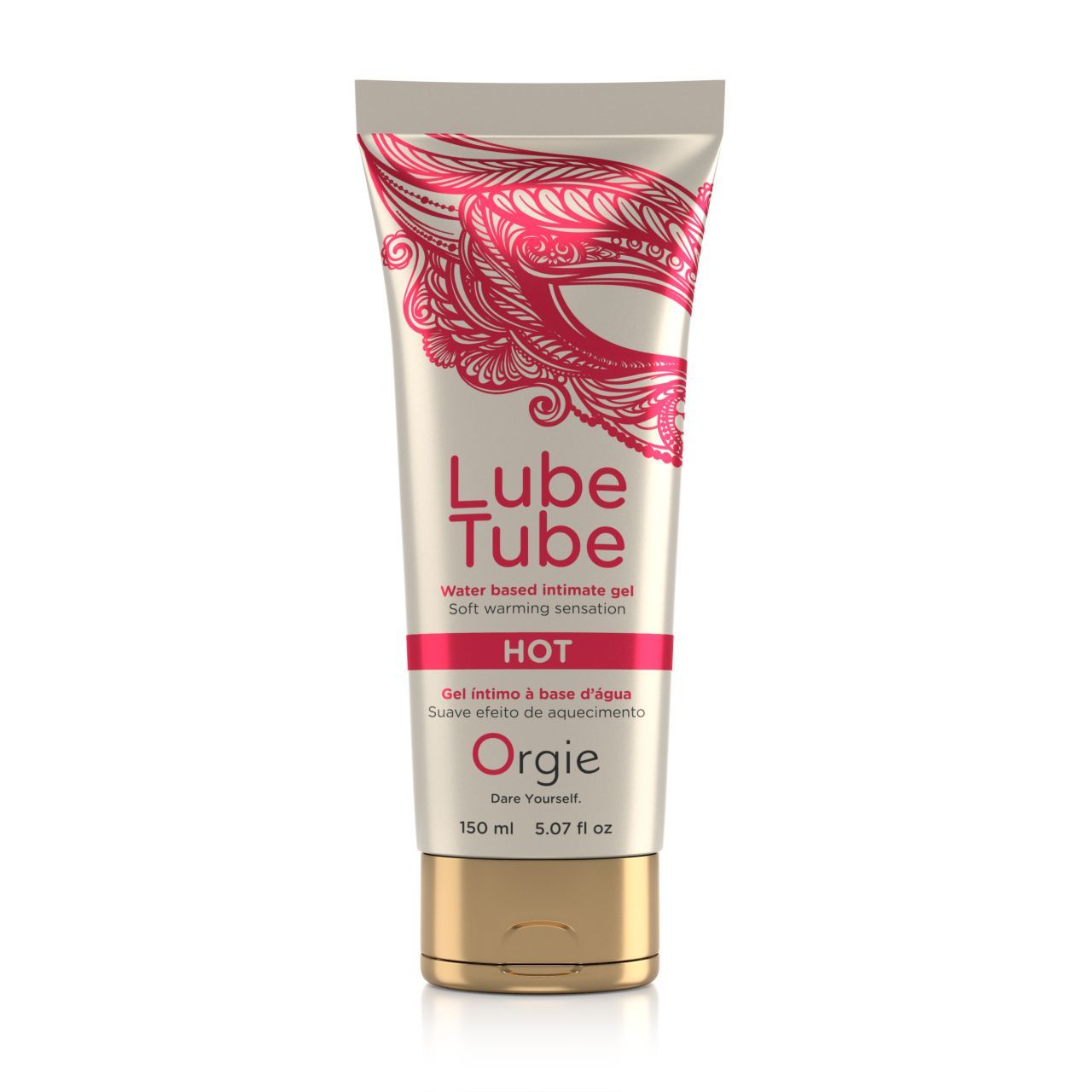 Orgie Lube Tube HOT glijmiddel in een tube met gouden dop. Op waterbasis voor zachte warmte.