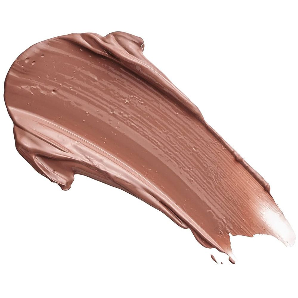 Texture de gloss crémeuse étalée. La texture est appliquée en biais sur fond blanc.