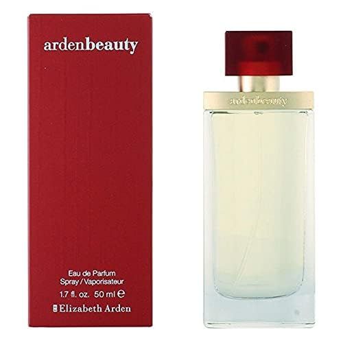 Boîte rouge et flacon. "ardenbeauty" et "Elizabeth Arden" sont inscrits.
