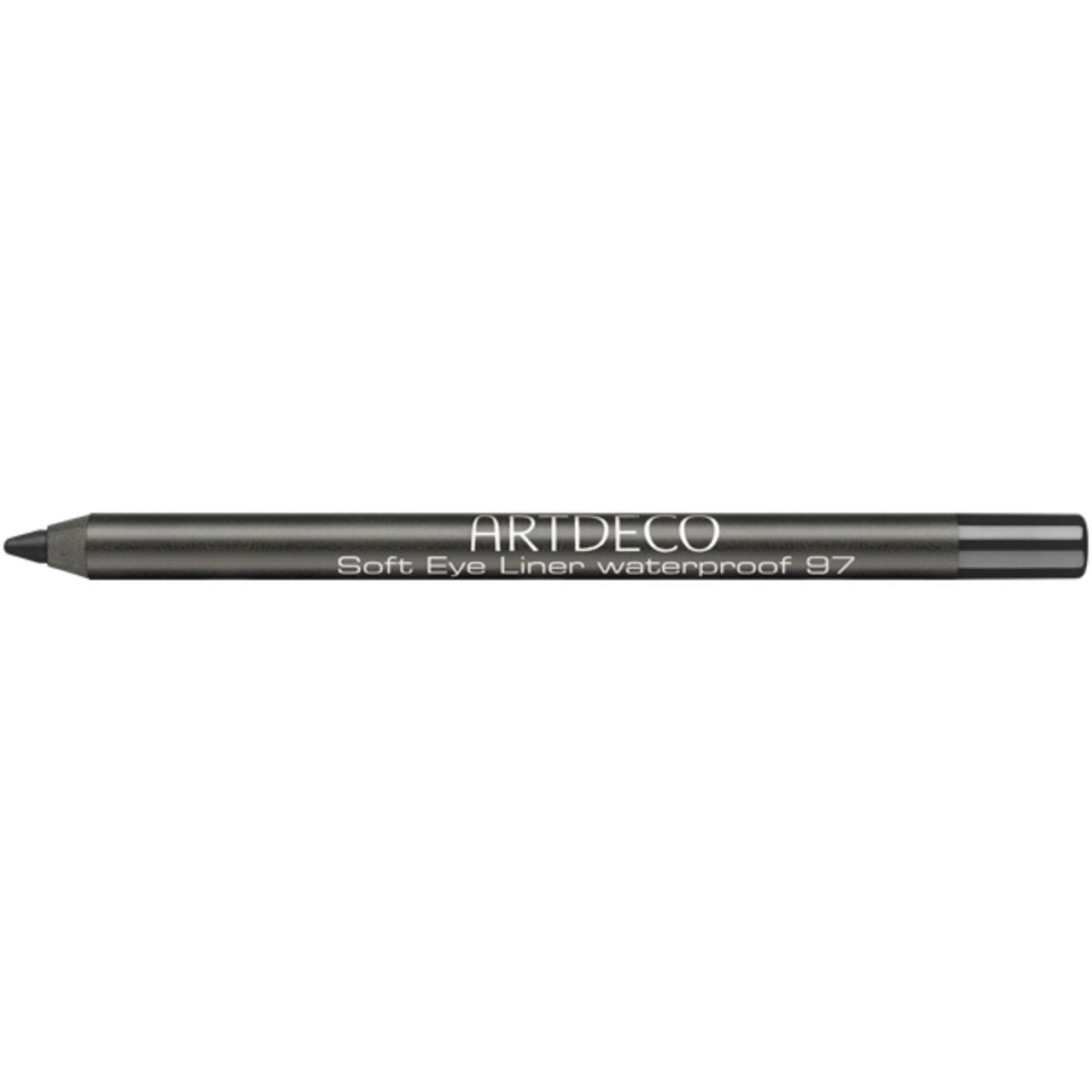 Donkergrijze potlood. Opschrift: ARTDECO, Soft Eye Liner waterproof 97.