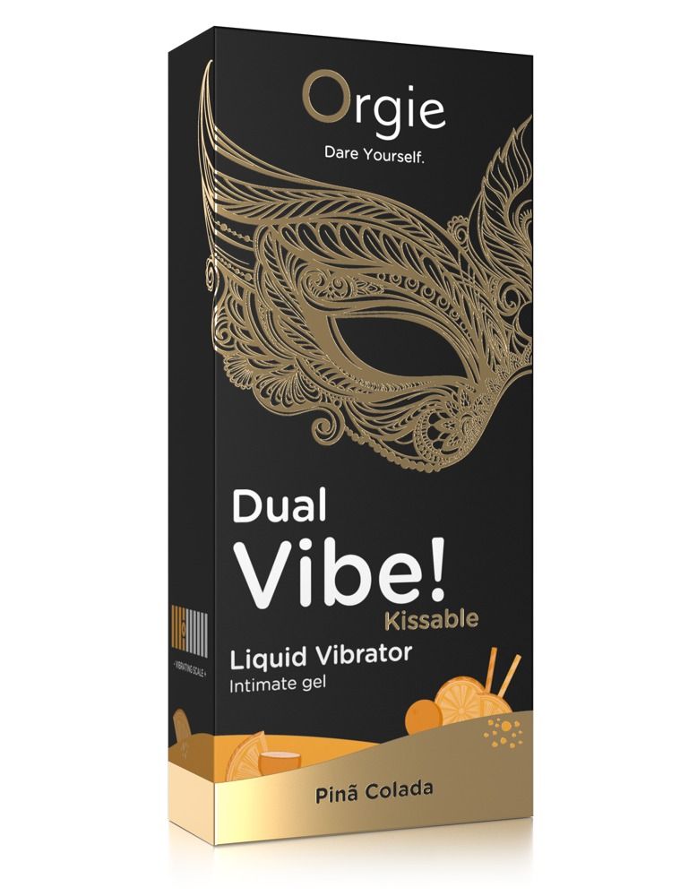 Orgie Dual Vibe Piná Colada Liquid Vibrator Intimate Gel emballage.