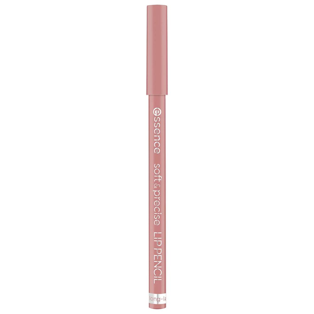 Essence Soft & Precise lipliner. Roze lipliner met dop. Opschrift op de lipliner.