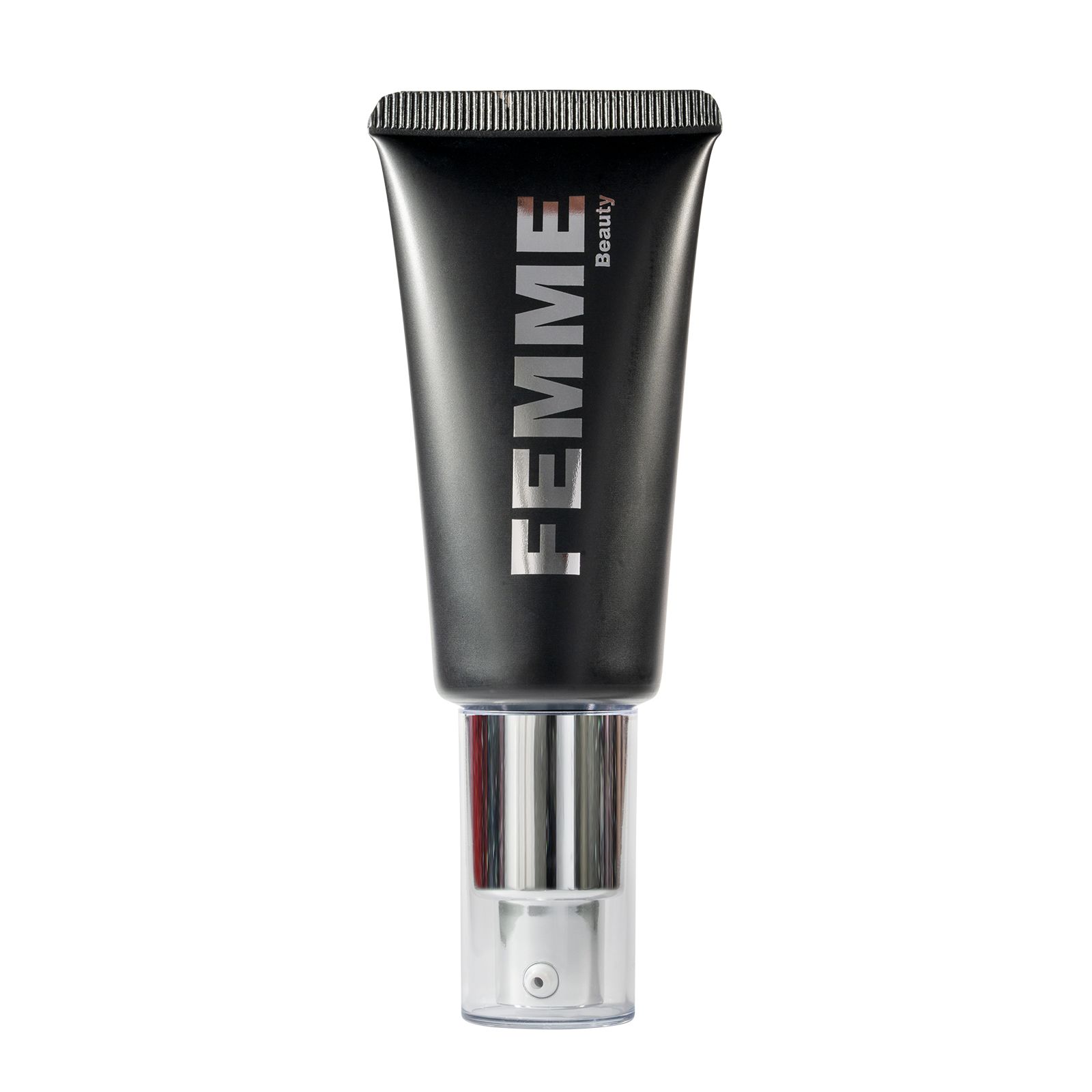 FEMME Intense Hide Concealer, tube noir avec distributeur argenté, isolé.