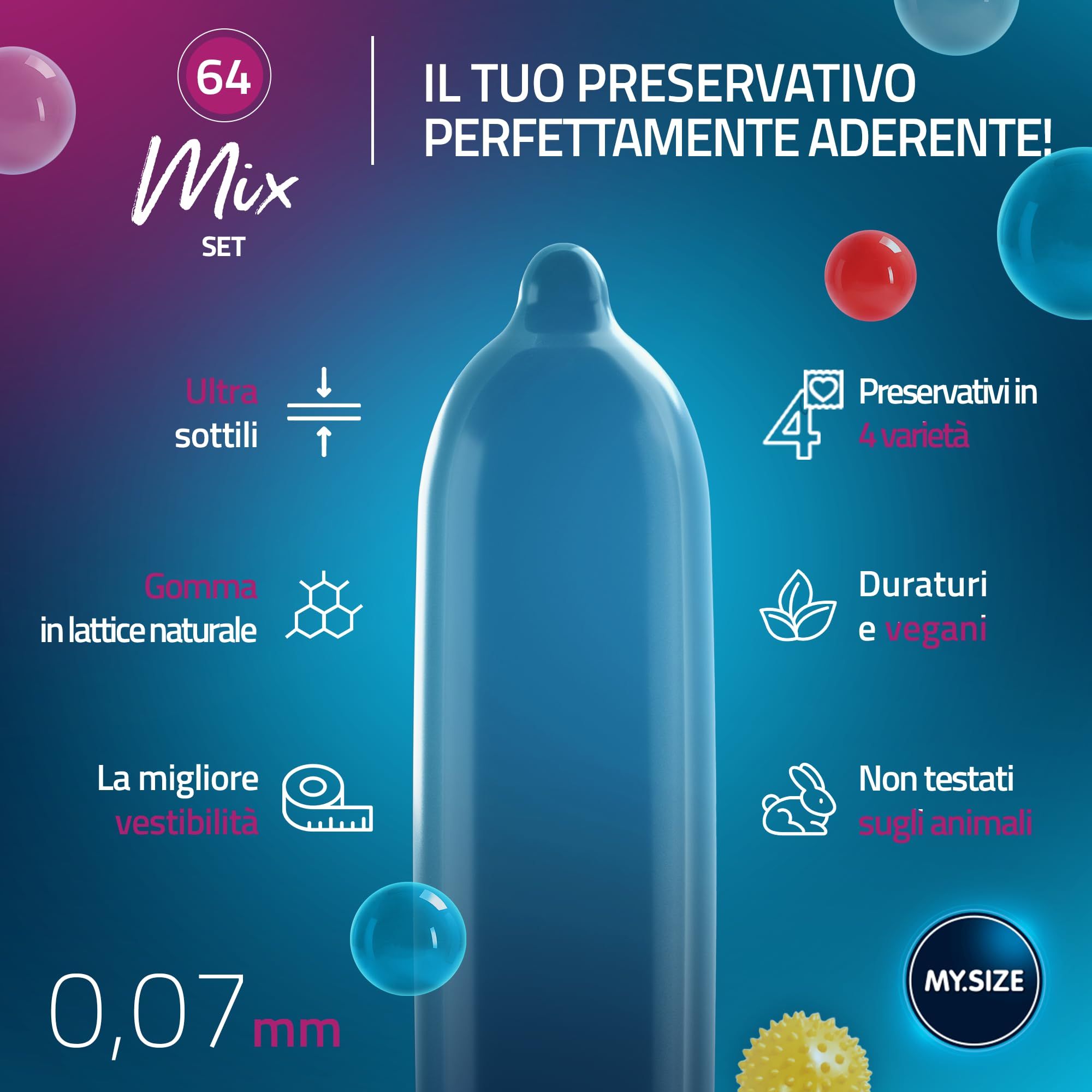 MY.SIZE Mix Préservatif Set Taille 6 64mm