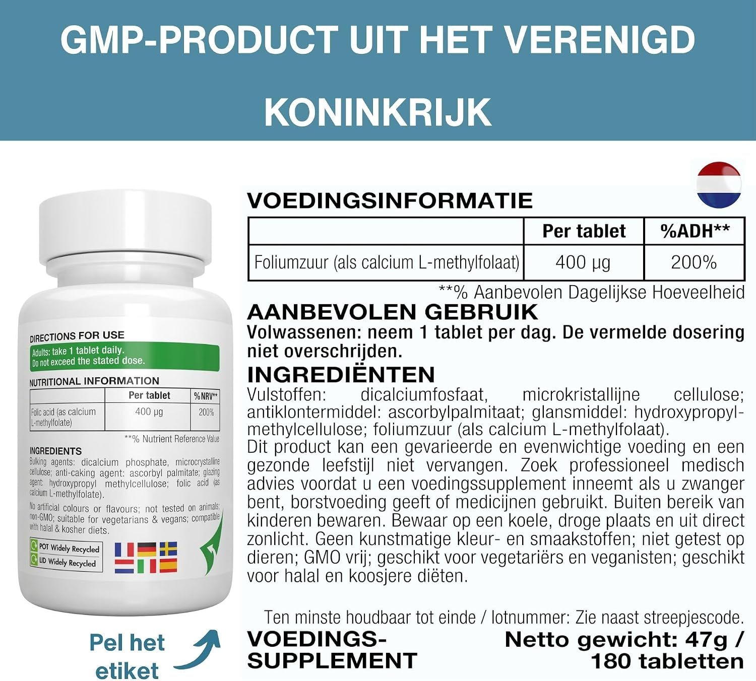 Igennus L-Methylfolate: Vervaardigd in VK volgens GMP-normen.