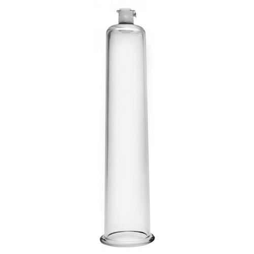 Dispositif cylindrique transparent, base et embout arrondis. Fabriqué en verre ou matériau similaire.