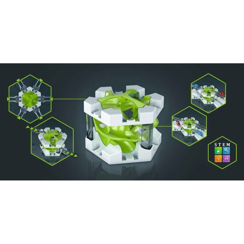 Helix-uitbreiding, onderdelen, logo's, productnaam, pictogrammen, STEM-logo. Verschillende perspectieven op grijze achtergrond.