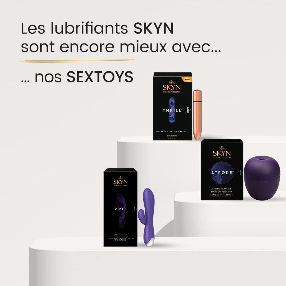 Lubrifiants et sextoys SKYN : Thrill, Stroke, Vibes.