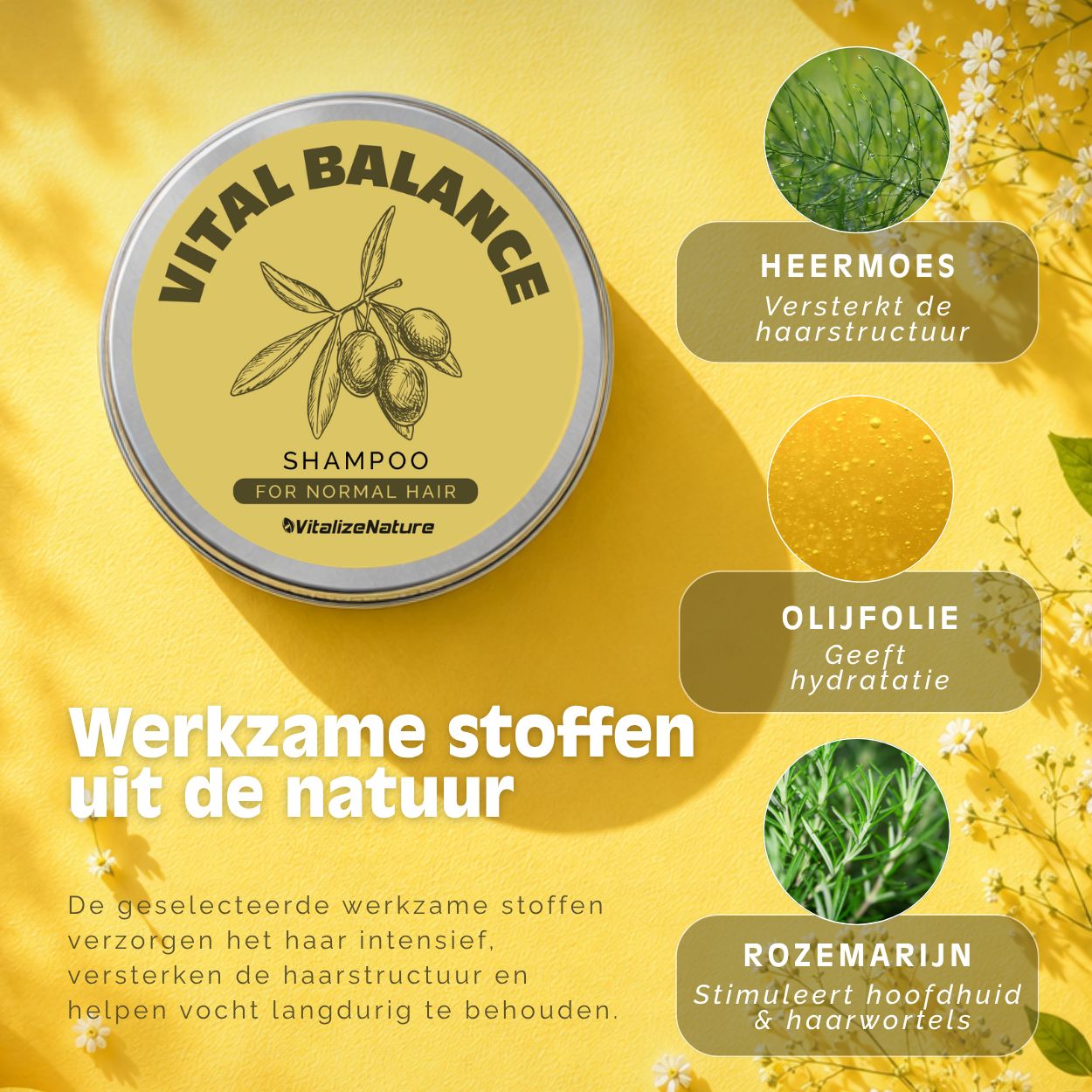 VitalizeNature Vital Balance Shampoo Bar – Olijfolie & plantenextracten voor normaal haar