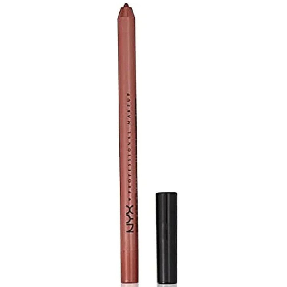 Roze-bruine lippenpotlood met zwarte dop. Opschrift: NYX PROFESSIONAL MAKEUP.