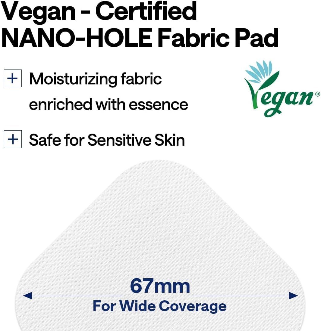 Pad blanc avec texte: Vegan, NANO-HOLE Fabric Pad. Texte: 67mm. Logo Vegan.
