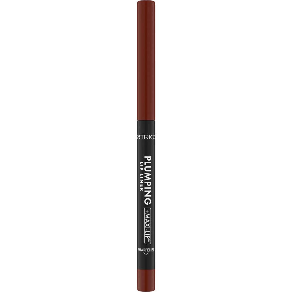 Bruine lipliner. Met opschrift "PLUMPING + MAXI LIP". Merk Catrice.