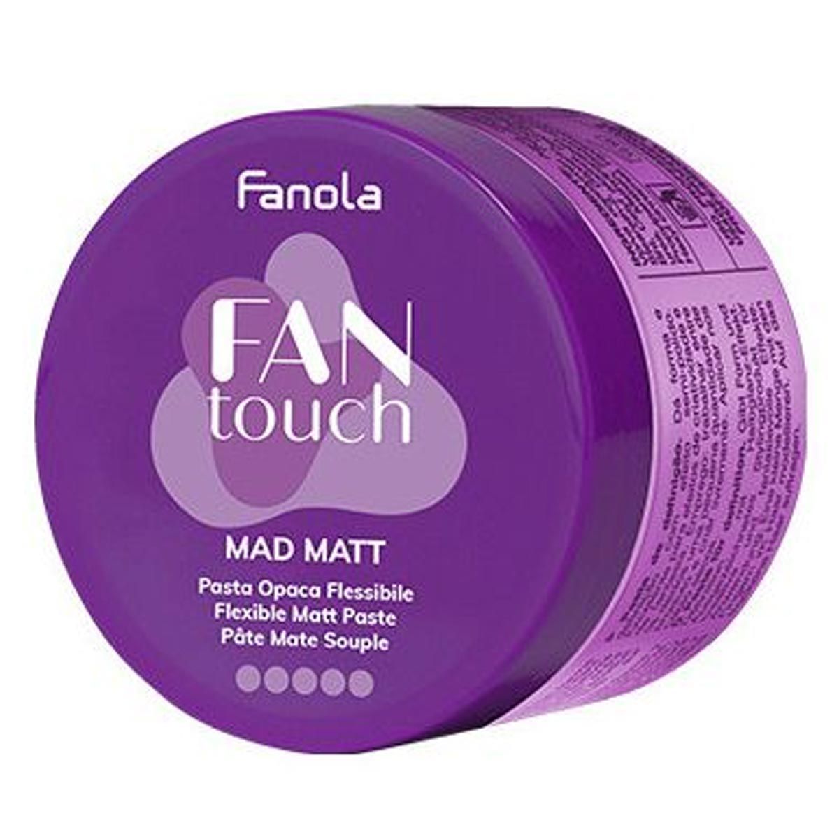 Pâte matifiante Fanola Fan Touch dans un pot violet.