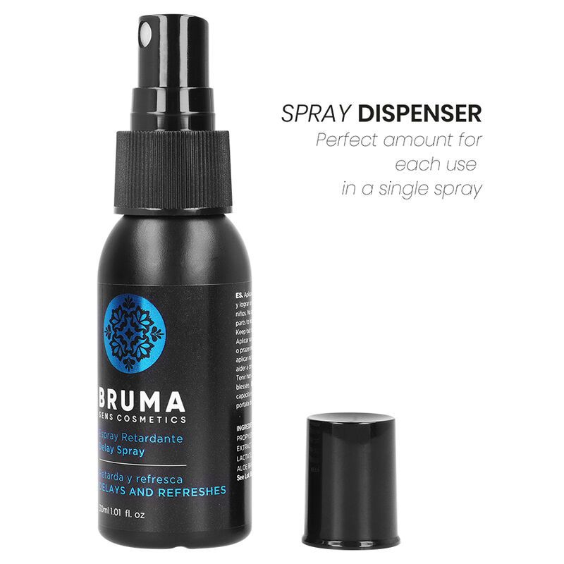 Bruma Delay and Refresh Spray met verwijderde spuitdop.