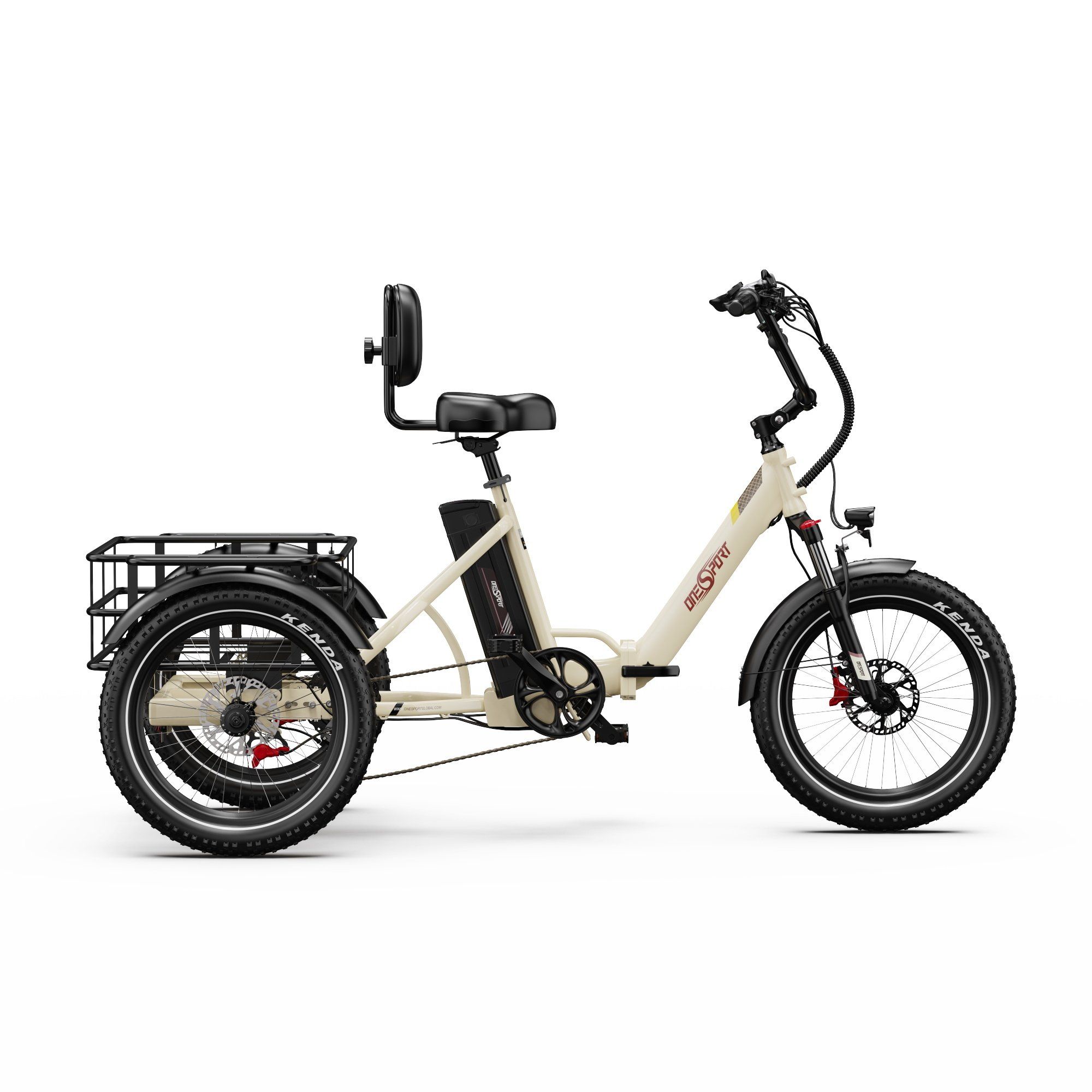 ONESPORT OT30 PRO Vélo cargo électrique à trois roues- Moteur 500 W, batterie 48 V 18 Ah