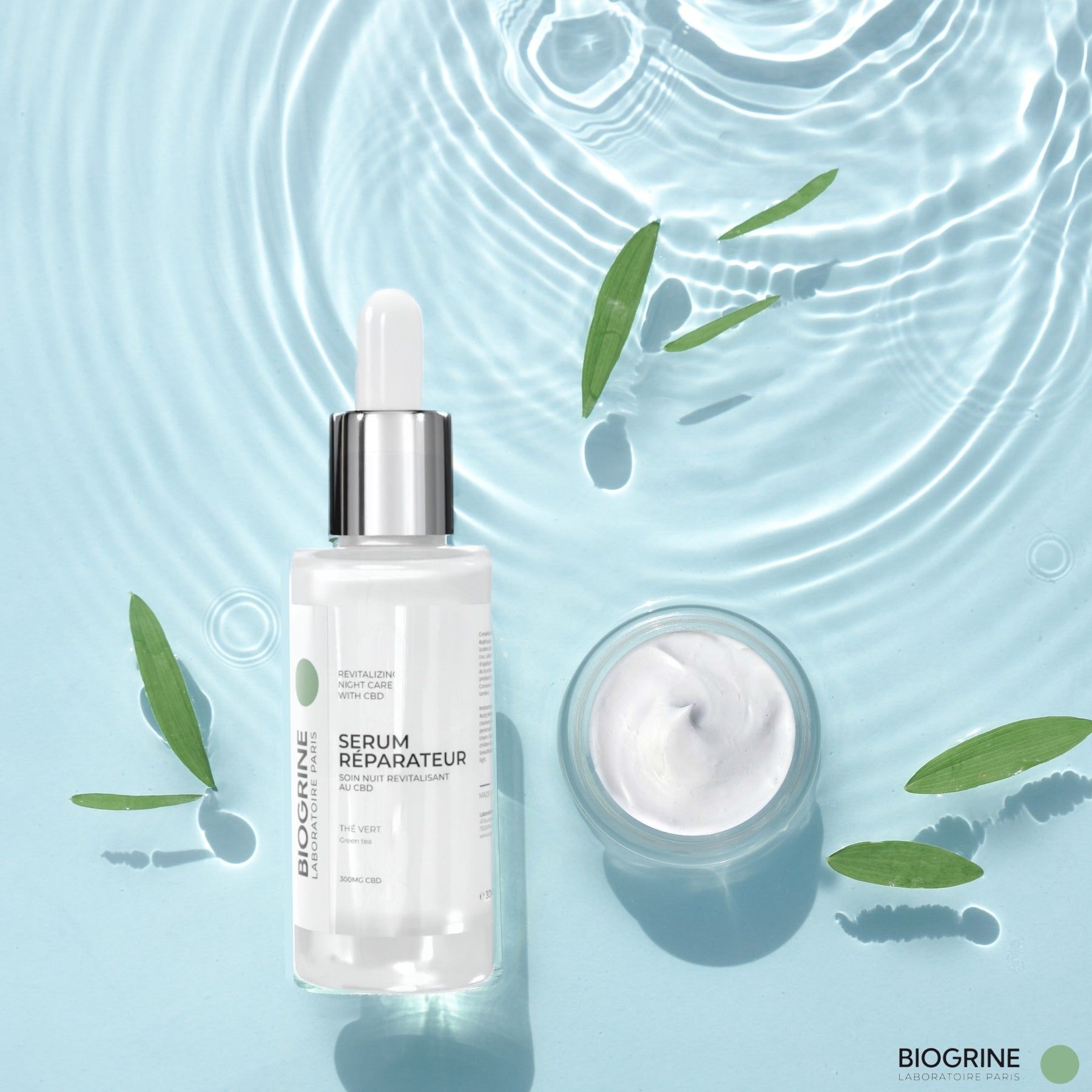BIOGRINE Sérum Réparateur – Soin de nuit revitalisant au CBD et thé vert régénérant
