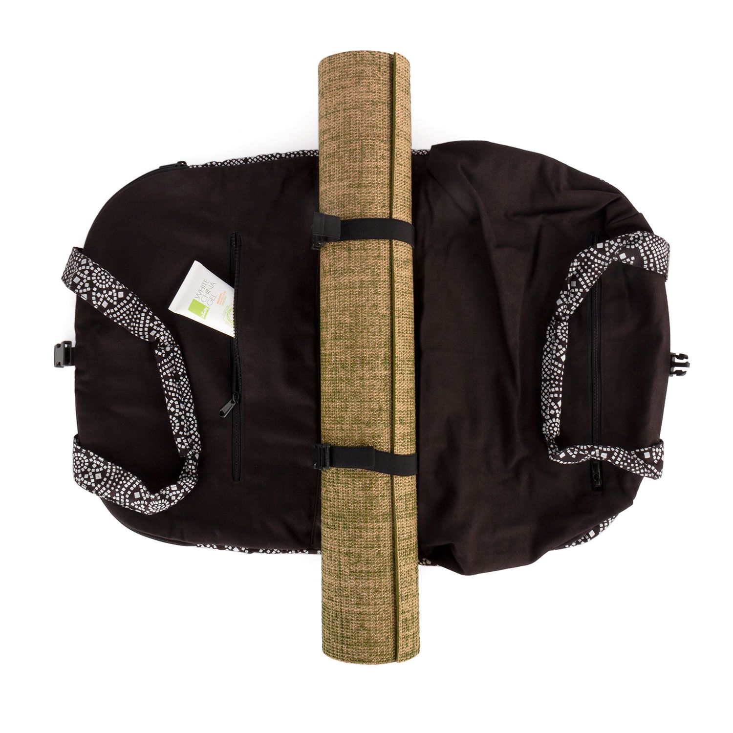 bodhi Collection Maharaja : Sac de yoga à motifs NAMASTÉ "Bandhani", noir/blanc