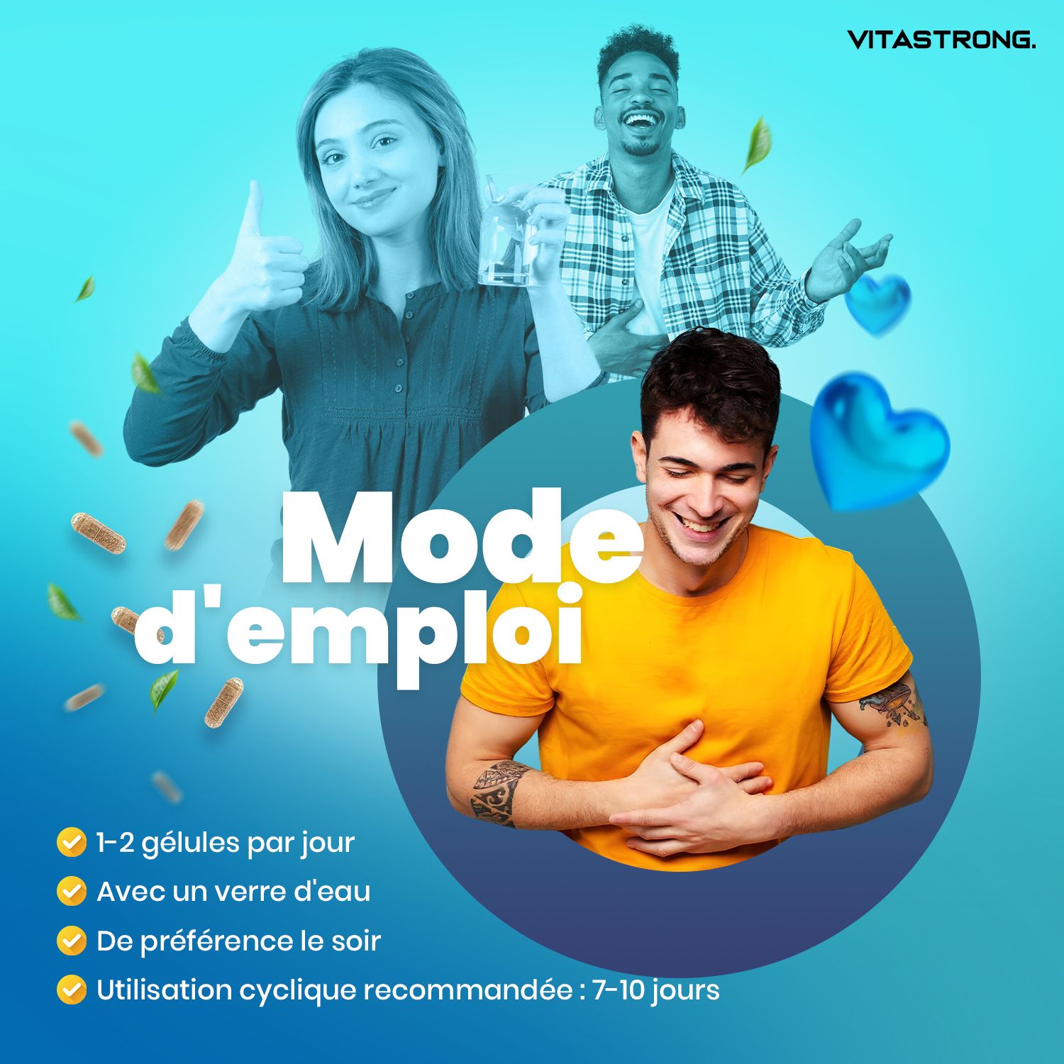 Vitastrong Laxastrong. Twee dozen. Tekst: Darmregelmaat & spijsverteringscomfort. 30 capsules. Glutenvrij, lab getest.